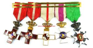 Pasador Español Alfonso XIII con Cinco Condecoraciones 
